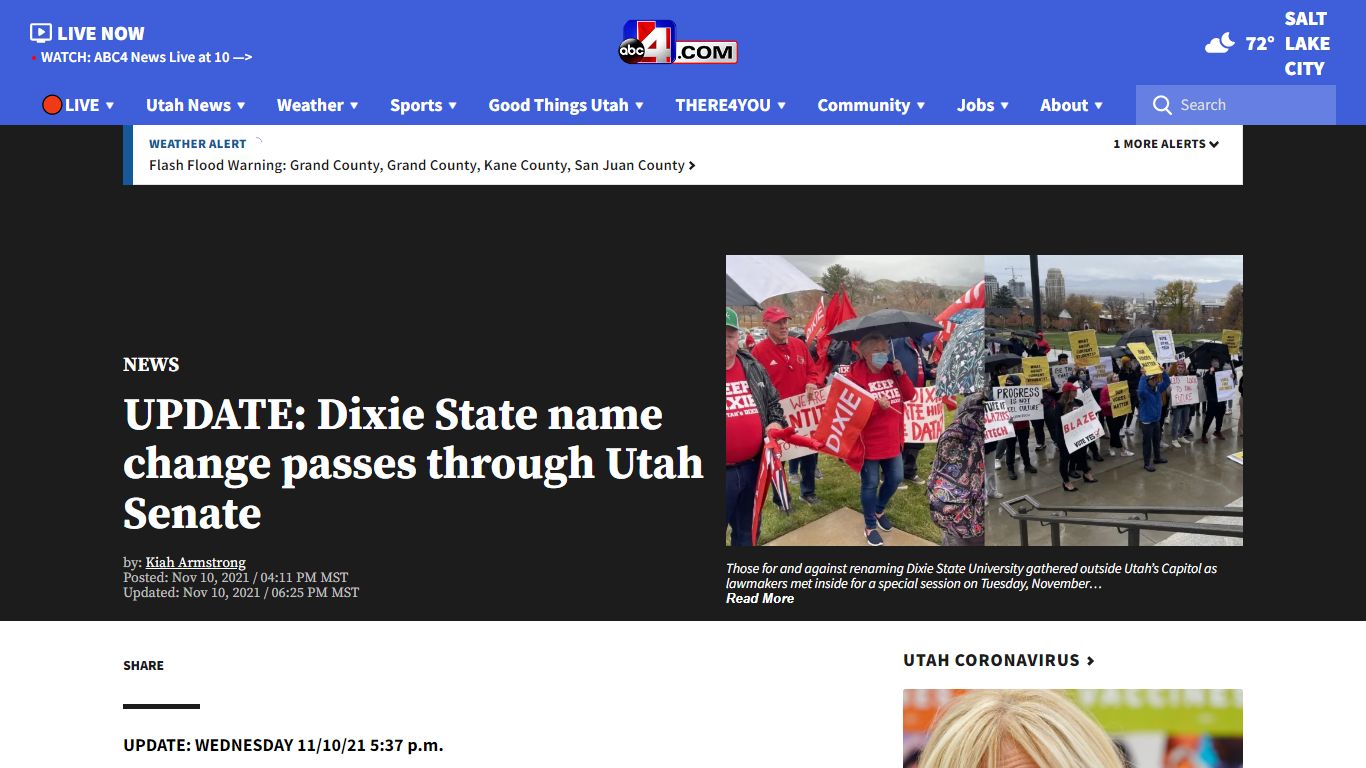 UPDATE: Dixie State name change passes through Utah Senate